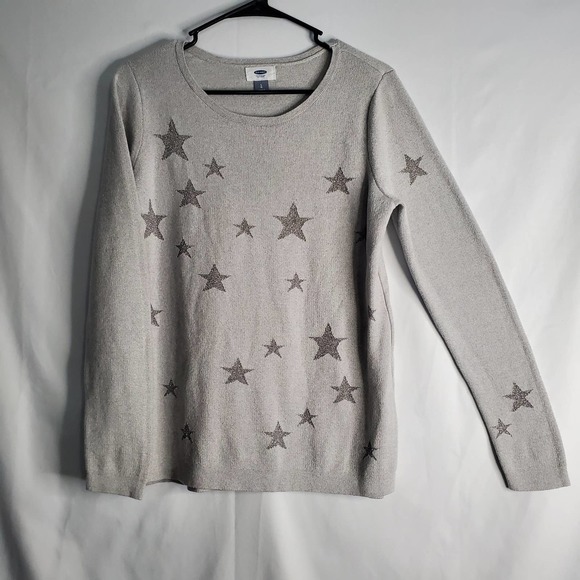 Old Navy Star Metallic Gray Crew Neck Sweater L - Picture 6 of 7